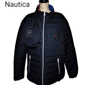 75% OFF Nwt Nautica Men's Zip up Puffer Navy Jacket packable pouch XL MSRP $199